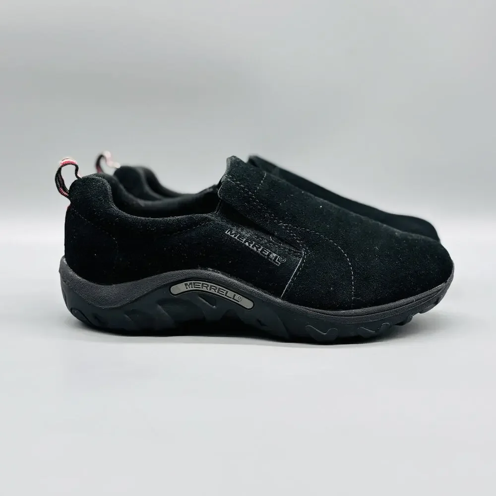 Merrell Shoes Boys 5 Black Suede Jungle Moc Sneakers Slip On Comfort Outdoor